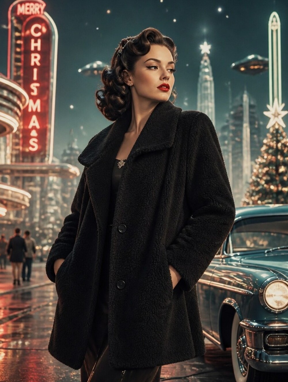 Kate & Sam Black Teddy Coat - Cozy Oversized Fuzzy Jacket